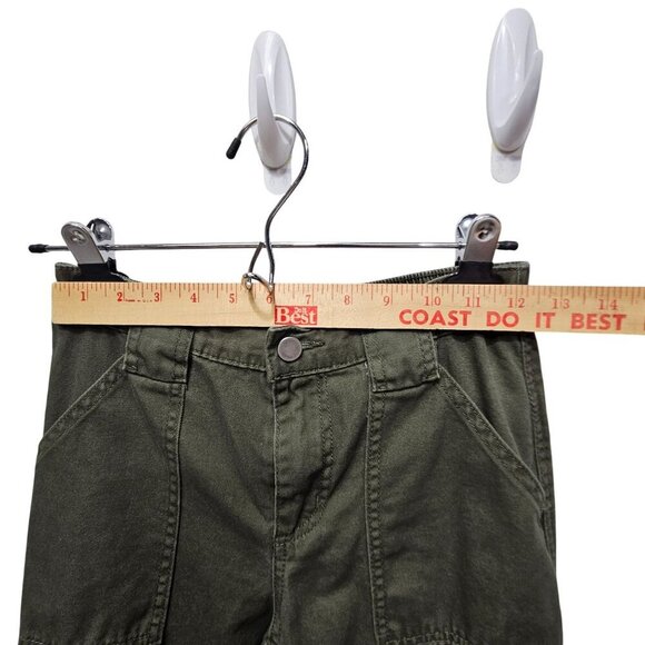 Love Fire Womens Cargo Pants Junior Size 3‎ Olive Green Cotton Pockets Loops - Picture 7 of 10